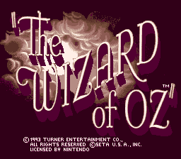 Wizard of Oz box art for Super Nintendo